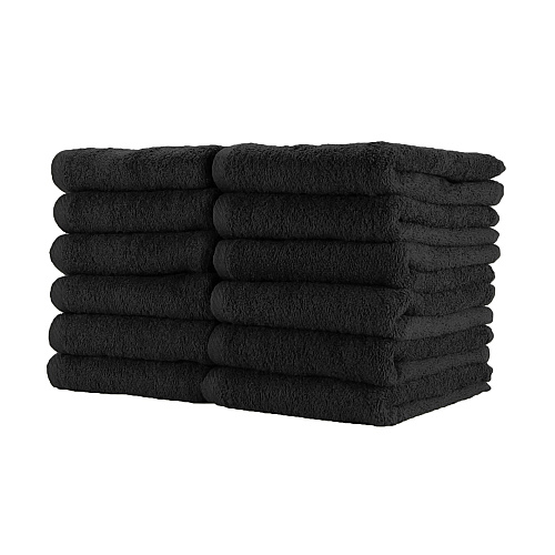 Cotton Jr. Salon Towel 16x27 Black - Pack Of 12 (BBJ-1627-2.5BLK)