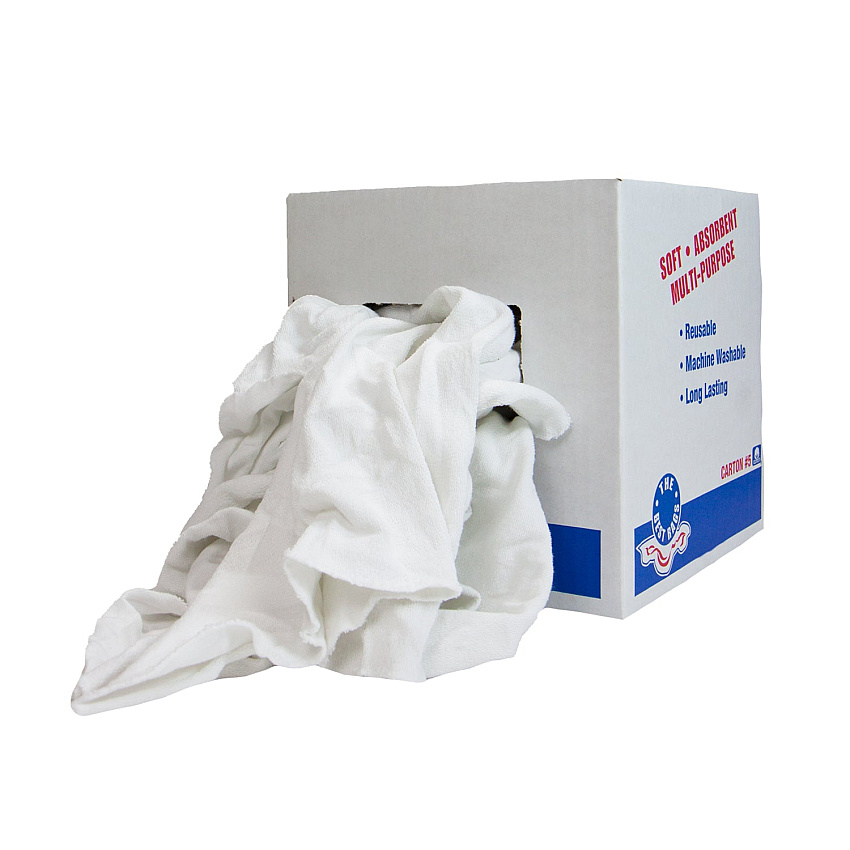 W51w New Washed White, French Terry Cleaning Rags - 10lb Box (N-W51W-10)