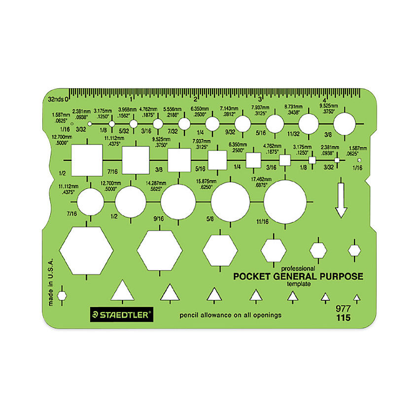 Staedtler Templates, 40 Geometric Shapes, 3.63 x 5.13, Green (977115EA)