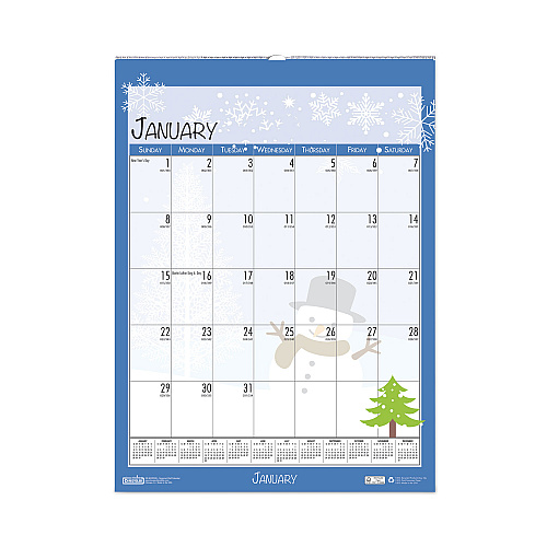 House of Doolittle Recycled Seasonal Wall Calendar, Illustrated Seasons Artwork, 12 x 16.5, 12-Month (Jan to Dec): 2026 (339)