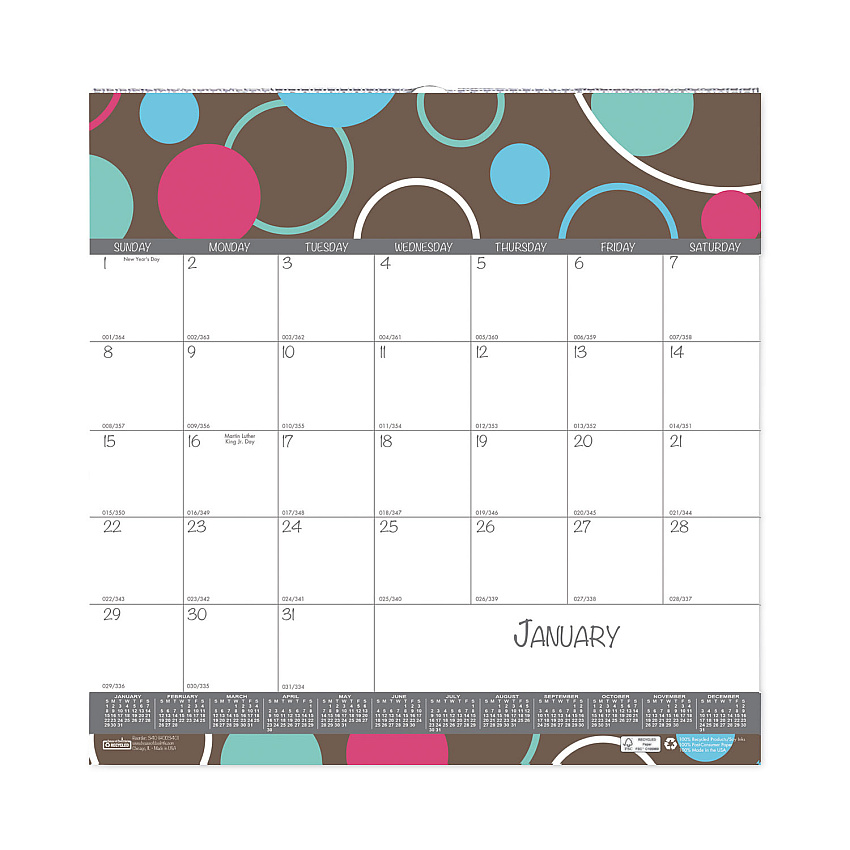 House of Doolittle Recycled Bubbleluxe Wall Calendar, Bubbles Artwork, 12 x 12, White/Multicolor Sheets, 12-Month (Jan to Dec): 2026 (340)
