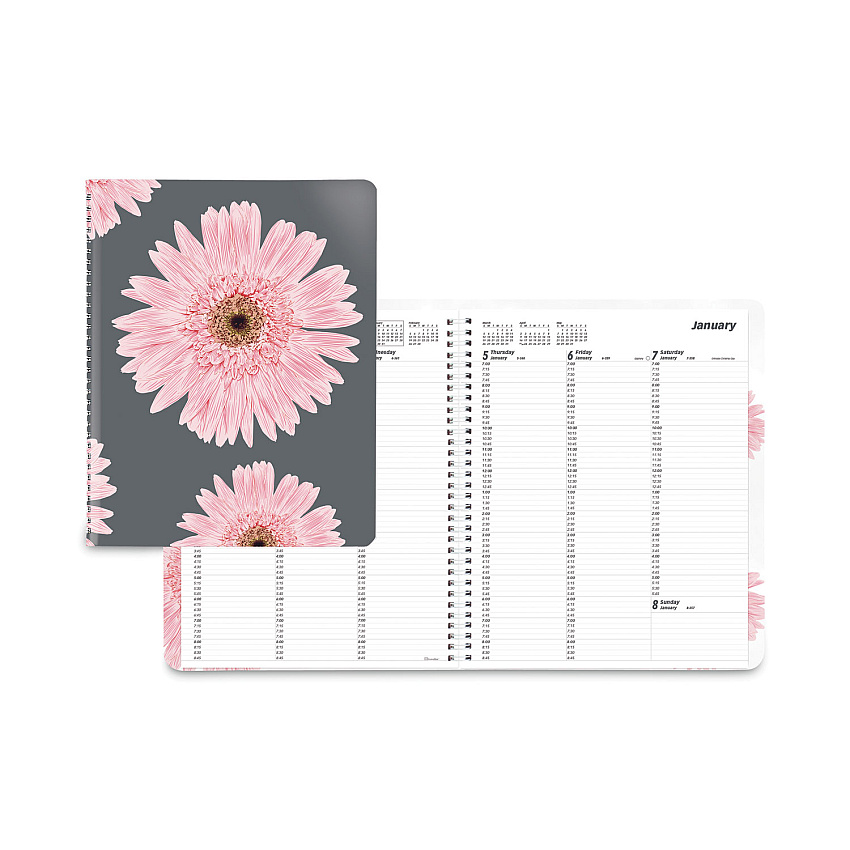 Brownline Essential Weekly Appointment Book, Columnar Format, Pink Daisy Artwork, 11 x 8.5, Multicolor Cover, 12-Month (Jan-Dec): 2026 (CB950G05)