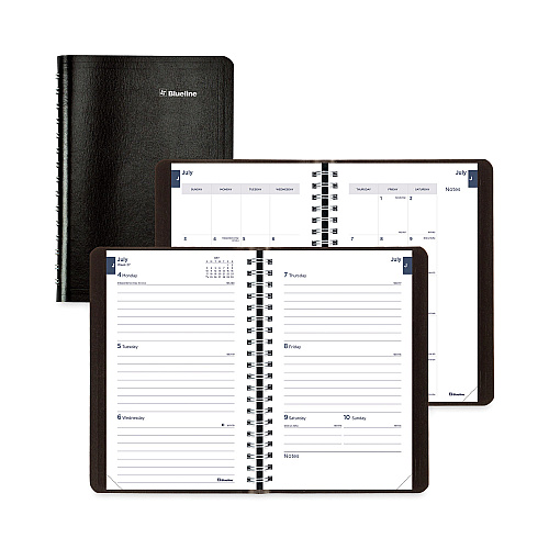 Blueline Academic Weekly/Monthly Planner, 8 x 5, Black Cover, 13-Month: July 2025 to Aug 2026 (CA101BLK)