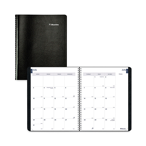 Blueline Academic Monthly Planner, 11 x 8.5, Black Cover, 14-Month: July 2025 to Aug 2026 (CA701BLK)
