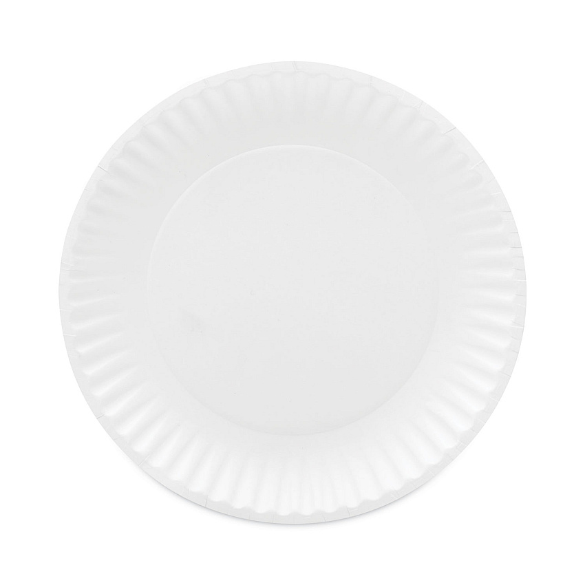 AJM Coated Paper Plates, 9" dia, White, 100/Pack, 12 Packs/Carton (CP9GOAWH)