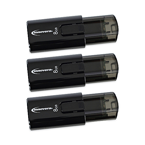 Innovera USB 3.0 Flash Drive, 8 GB, 3/Pack (IVR82308)