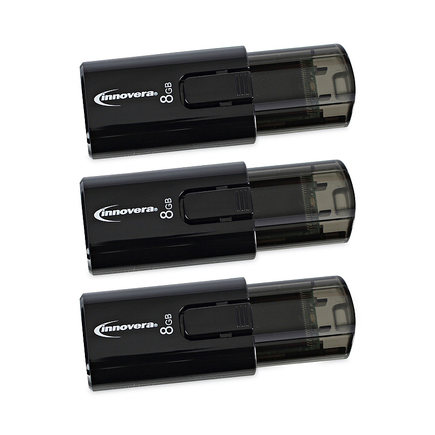 Innovera USB 3.0 Flash Drive, 8 GB, 3/Pack (IVR82308)