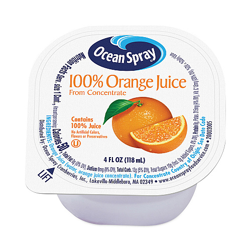 Ocean Spray 100% Juice, Orange, 4 oz Cup, 48/Box (30700001)