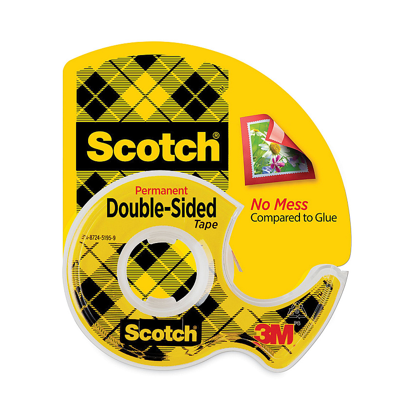 Scotch Double-Sided Permanent Tape in Handheld Dispenser, 1" Core, 0.5" x 20.83 ft, Clear (136)