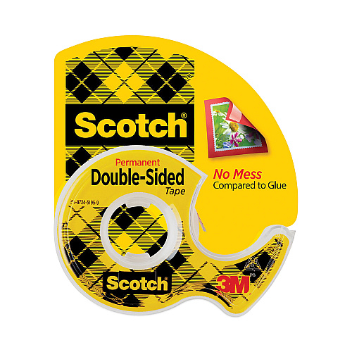 Scotch Double-Sided Permanent Tape in Handheld Dispenser, 1" Core, 0.5" x 37.5 ft, Clear (137)