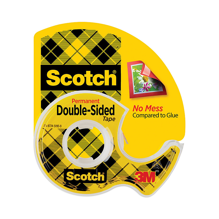 Scotch Double-Sided Permanent Tape in Handheld Dispenser, 1" Core, 0.5" x 37.5 ft, Clear (137)