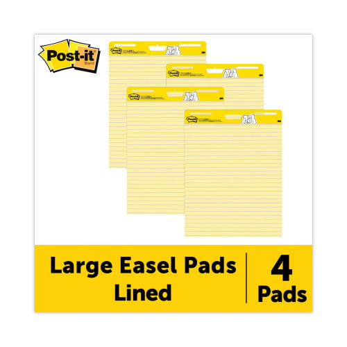 Post-it Self-Stick Easel Pads, 25 x 30, Yellow, 30 Sheets, 4/Carton