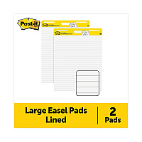 Post-it Vertical-Orientation Self-Stick Easel Pads, Presentation Format (1.5" Rule), 25 x 30, White, 30 Sheets, 2/Pack (561WLVAD2PK)