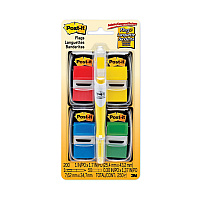 Post-it Page Flag Value Pack, Assorted, 200 1" Flags + Highlighter with 50 0.5" Flags (680RYBGVA)