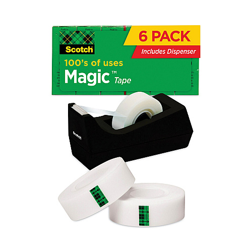 Scotch Magic Tape Desktop Dispenser Value Pack, 1" Core, 0.75" x 83.33 ft, Clear, 6/Pack (810K6C38)