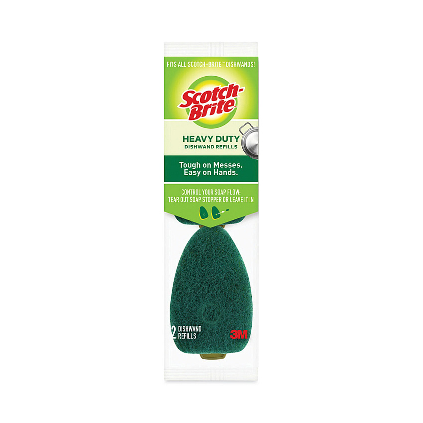 Scotch-Brite Soap-Dispensing Dishwand Sponge Refills, 2.9 x 2.2, Green, 2/Pack 2.9" Height x 2.2" Width - 2 / Pack - Green (4817RSC)