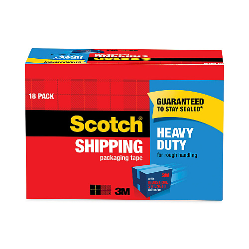 Scotch 3850 Heavy-Duty Packaging Tape Cabinet Pack, 3" Core, 1.88" x 54.6 yds, Clear, 18/Pack (385018CP)