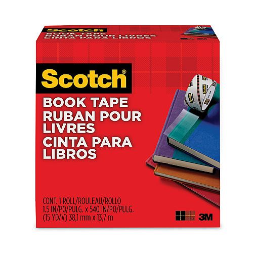 Scotch Book Tape, 3" Core, 1.5" x 15 yds, Clear (845112)