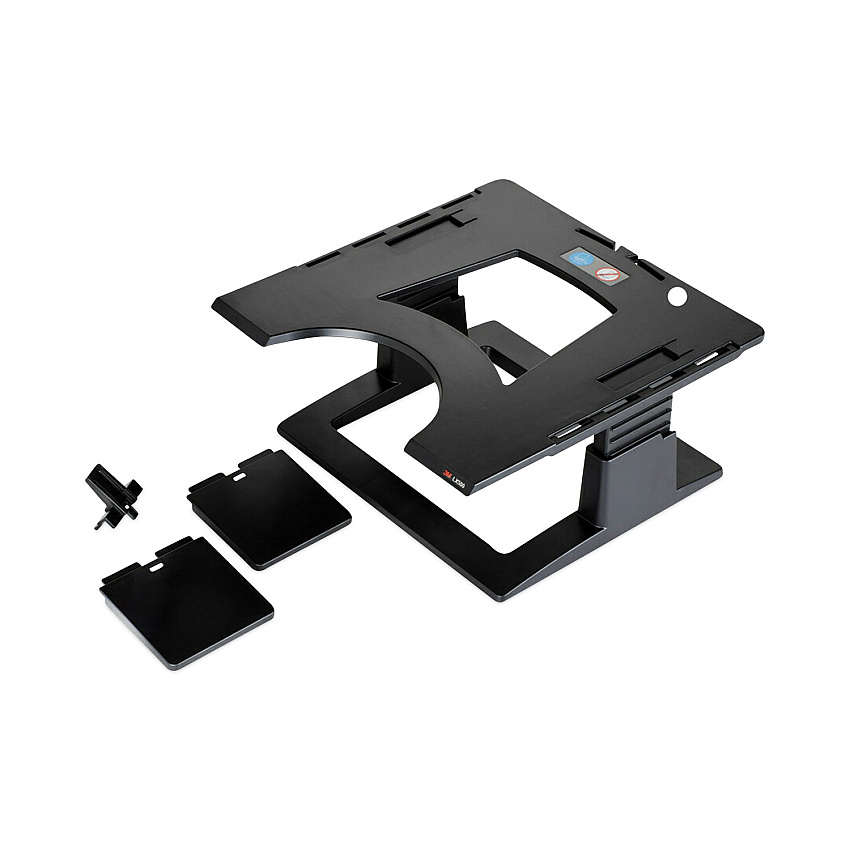 3M Adjustable Notebook Riser, 13" x 13" x 4" to 6", Black, Supports 20 lbs (LX500)