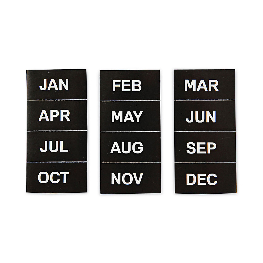 MasterVision Interchangeable Magnetic Board Accessories, Months of Year, Black/White, 2" x 1", 12 Pieces (FM1108)