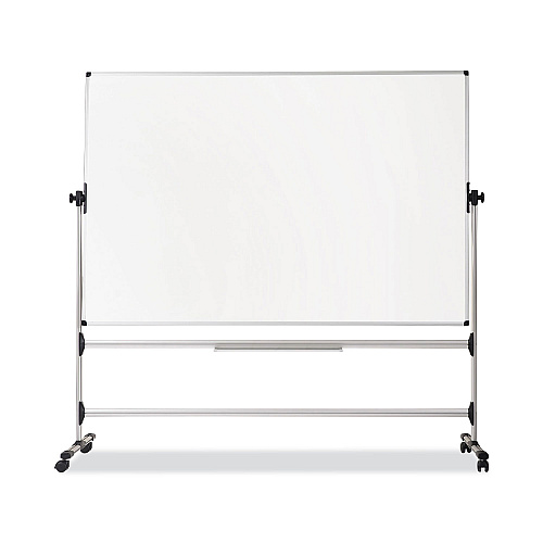 MasterVision Earth Silver Easy Clean Mobile Revolver Dry Erase Boards, 36 x 48, White Surface, Silver Steel Frame (RQR0221)