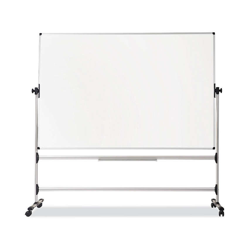 MasterVision Earth Silver Easy Clean Mobile Revolver Dry Erase Boards, 36 x 48, White Surface, Silver Steel Frame (RQR0221)