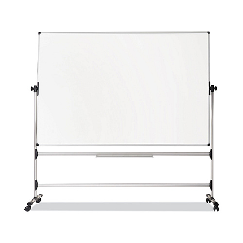 MasterVision Earth Silver Easy Clean Mobile Revolver Dry Erase Boards, 48 x 70, White Surface, Silver Steel Frame (RQR0521)