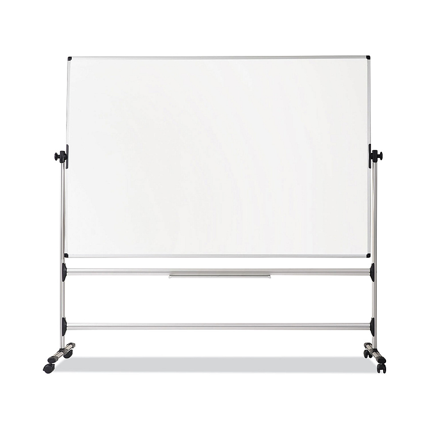 MasterVision Earth Silver Easy Clean Mobile Revolver Dry Erase Boards, 48 x 70, White Surface, Silver Steel Frame (RQR0521)