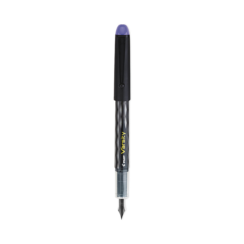 Pilot Varsity Fountain Pen, Medium 1 mm, Purple Ink, Clear/Black/Purple Barrel (90008)
