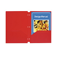C-Line Two-Pocket Heavyweight Poly Portfolio Folder, 3-Hole Punch, 11 x 8.5, Red, 25/Box (32934)