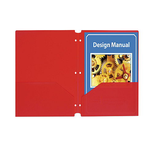 C-Line Two-Pocket Heavyweight Poly Portfolio Folder, 3-Hole Punch, 11 x 8.5, Red, 25/Box (32934)