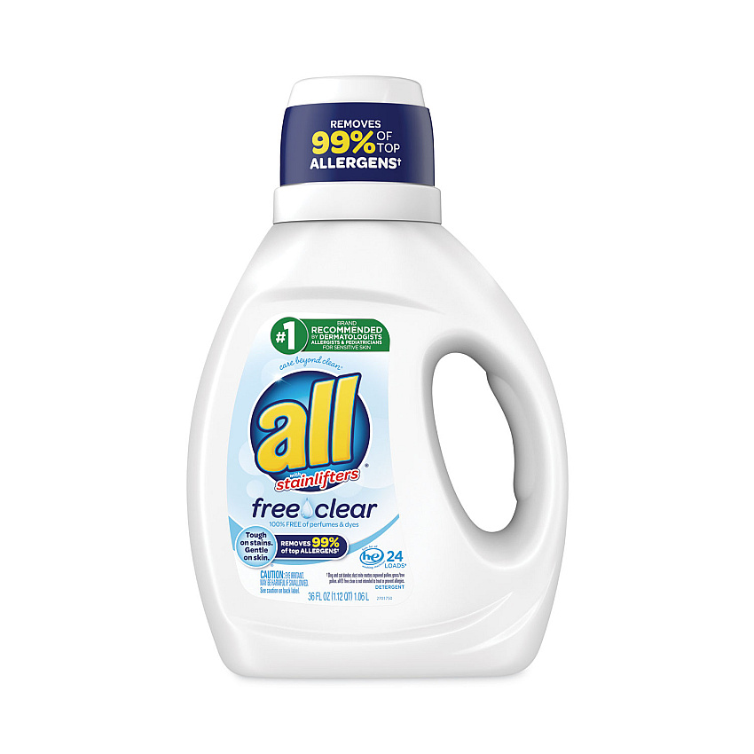 All&reg; Ultra Free & Clear Liquid Detergent, 36-oz. Bottle, 6 Bottles (73943)