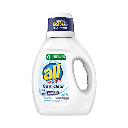 All Ultra Free Clear Liquid Detergent, Unscented, 36-oz. Bottle (73943EA)