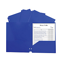 C-Line Two-Pocket Heavyweight Poly Portfolio Folder, 3-Hole Punch, 11 x 8.5, Blue, 25/Box (33935BX)