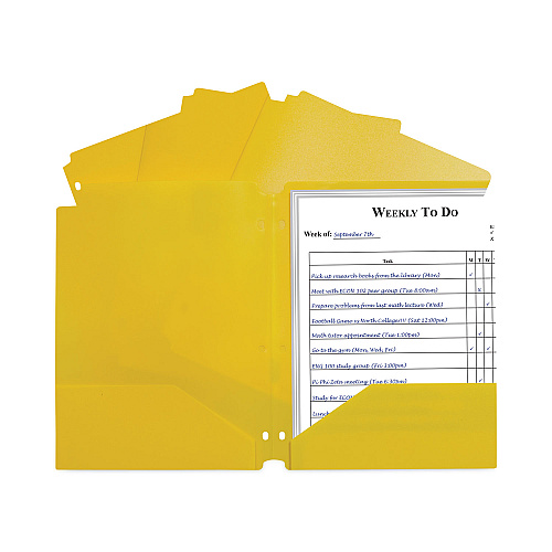 C-Line Two-Pocket Heavyweight Poly Portfolio Folder, 3-Hole Punch, 11 x 8.5, Yellow, 25/Box (33936BX)