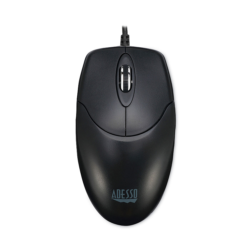 Adesso Three-Button Desktop Optical Scroll USB Mouse, USB 2.0, Left/Right Hand Use, Black (HC3003US)
