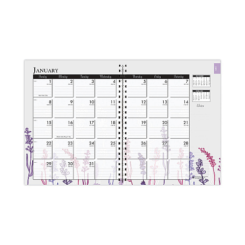 House of Doolittle Recycled WildFlower Weekly/Monthly Planner, WildFlower Artwork, 11 x 8.5, Gray/White/Purple Cover, 12-Month (Jan-Dec): 2026 (28774)