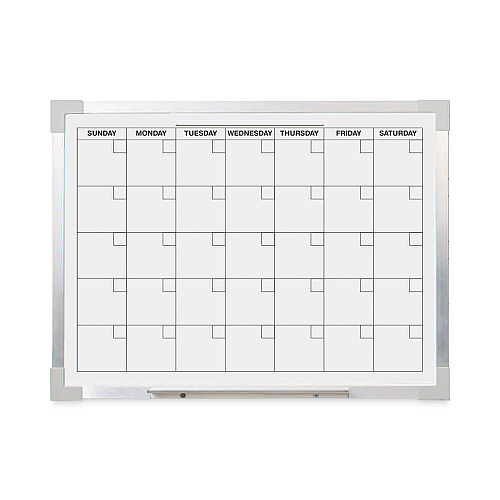 Flipside Framed Calendar Dry Erase Board, 24 x 18, White Surface, Silver Aluminum Frame (17302)