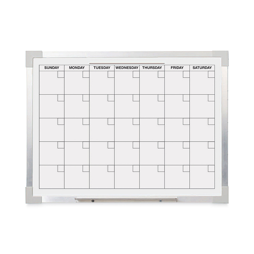 Flipside Framed Calendar Dry Erase Board, 24 x 18, White Surface, Silver Aluminum Frame (17302)