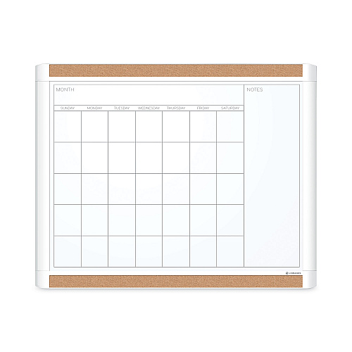 U Brands PINIT Magnetic Dry Erase Calendar with Plastic Frame, One-Month, 20 x 16, White Surface, White Plastic Frame (437U0001)