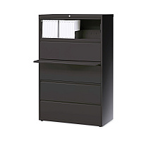 Hirsh Industries Lateral File Cabinet, 5 Letter/Legal/A4-Size File Drawers, Charcoal, 36 x 18.62 x 67.62 (16068)