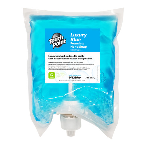 Touch Point Luxury Blue Foaming Hand Soap, 34 Fl Oz, 4 Pouches/case, Case Of 4 (441250TP)