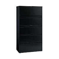 Hirsh Industries Lateral File Cabinet, 5 Letter/Legal/A4-Size File Drawers, Black, 36 x 18.62 x 67.62 (14992)