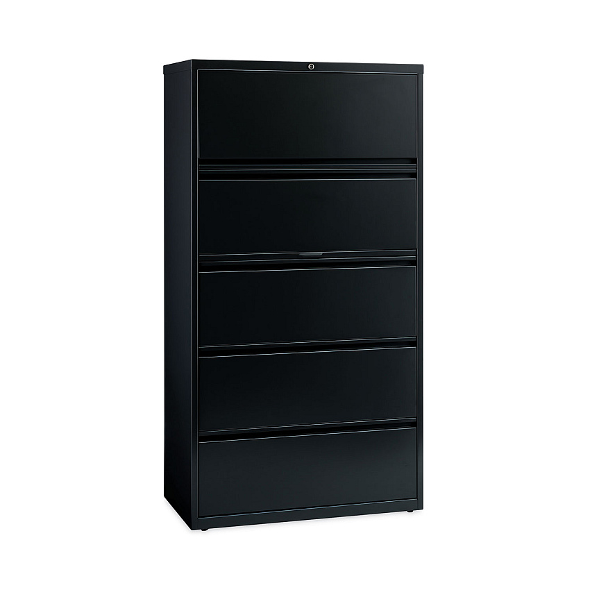 Hirsh Industries Lateral File Cabinet, 5 Letter/Legal/A4-Size File Drawers, Black, 36 x 18.62 x 67.62 (14992)