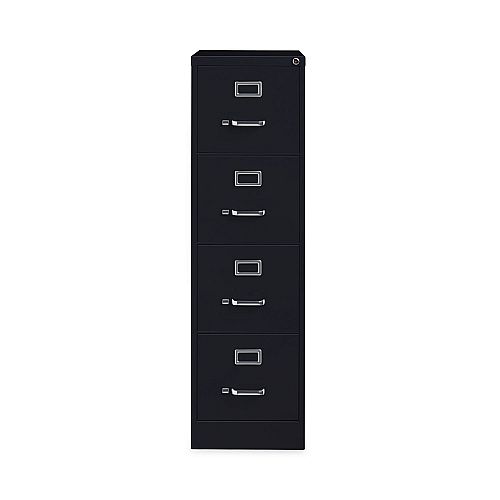 Alera Four-Drawer Economy Vertical File, Letter-Size File Drawers, 15" x 22" x 52", Black (ALEHVF152252BL)