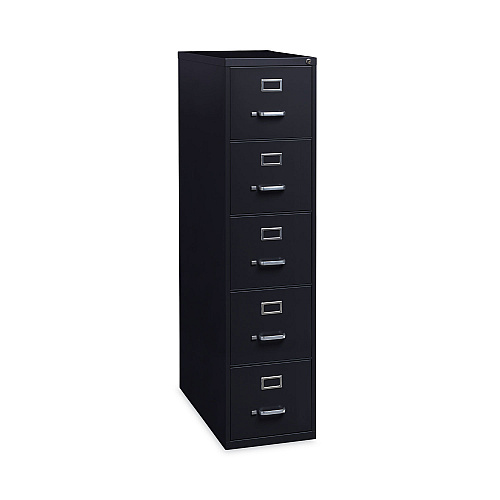 Alera Five-Drawer Economy Vertical File, Letter-Size File Drawers, 15" x 26.5" x 61.37", Black (ALEHVF1562BL)