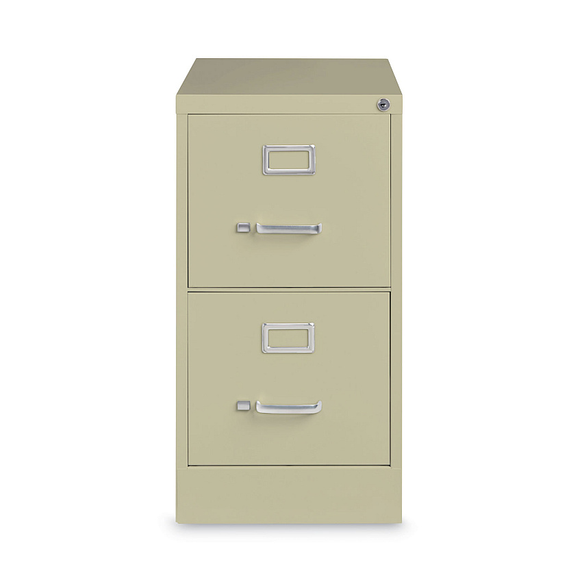 Alera Two-Drawer Economy Vertical File, Letter-Size File Drawers, 15" x 26.5" x 28.37", Putty (ALEHVF152629PY)