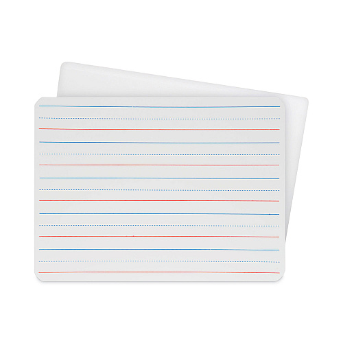 Flipside Two-Sided Red and Blue Ruled Dry Erase Board, 12 x 9, Ruled White Front/Unruled White Back, 12/Pack (10134)