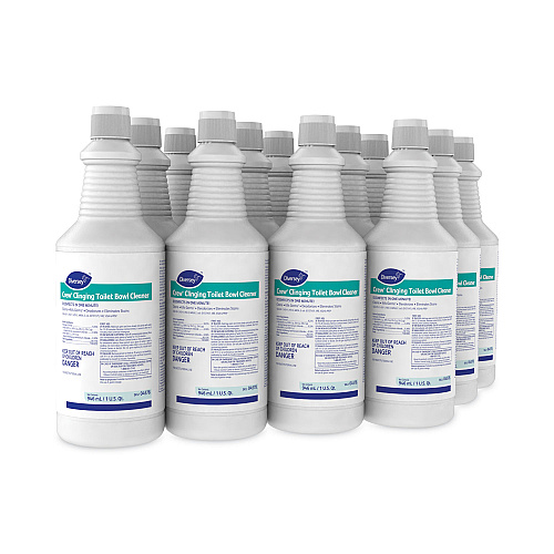 Diversey Crew Clinging Toilet Bowl Cleaner, Floral Scent, Liquid, 1 qt. Bottle, 12/CT (04578)