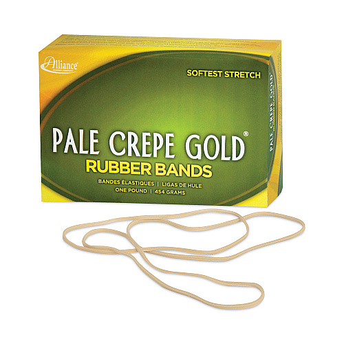 Alliance Pale Crepe Gold Rubber Bands, Size 117B, 0.06" Gauge, Golden Crepe, 1 lb Box, 300/Box (21405)